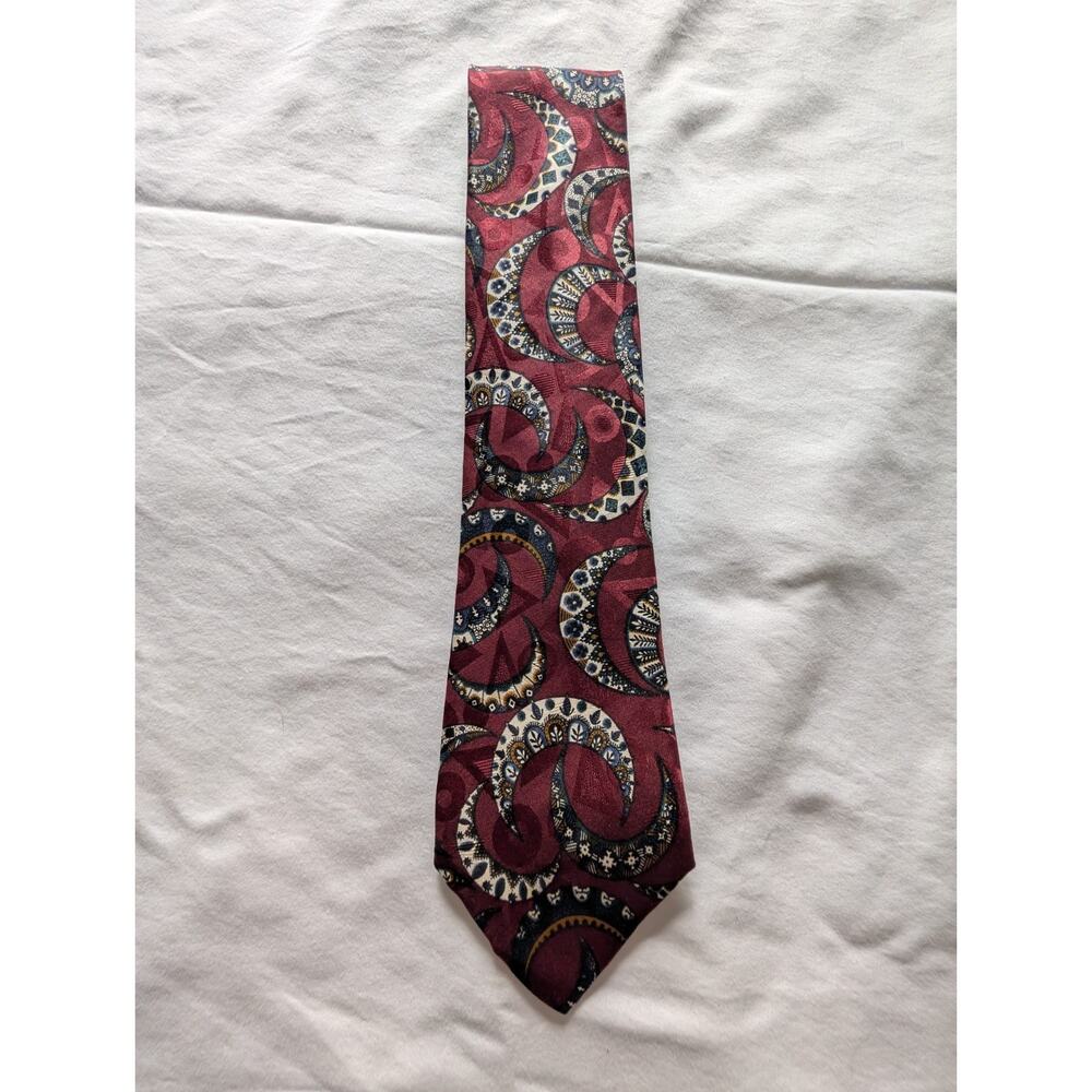 Vintage Kupenheimer Men’s Silk Jacquard Paisley Tie Necktie Burgundy/Blue/White - Picture 4 of 4